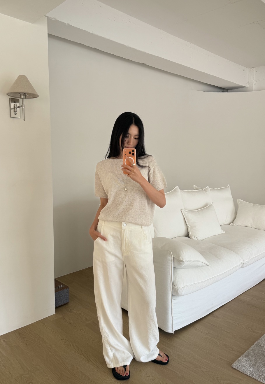 AMY GRACE-A東大門實拍韓國女裝新品26春夏休閑褲不含腰帶亞麻AMY GRACE休閑褲