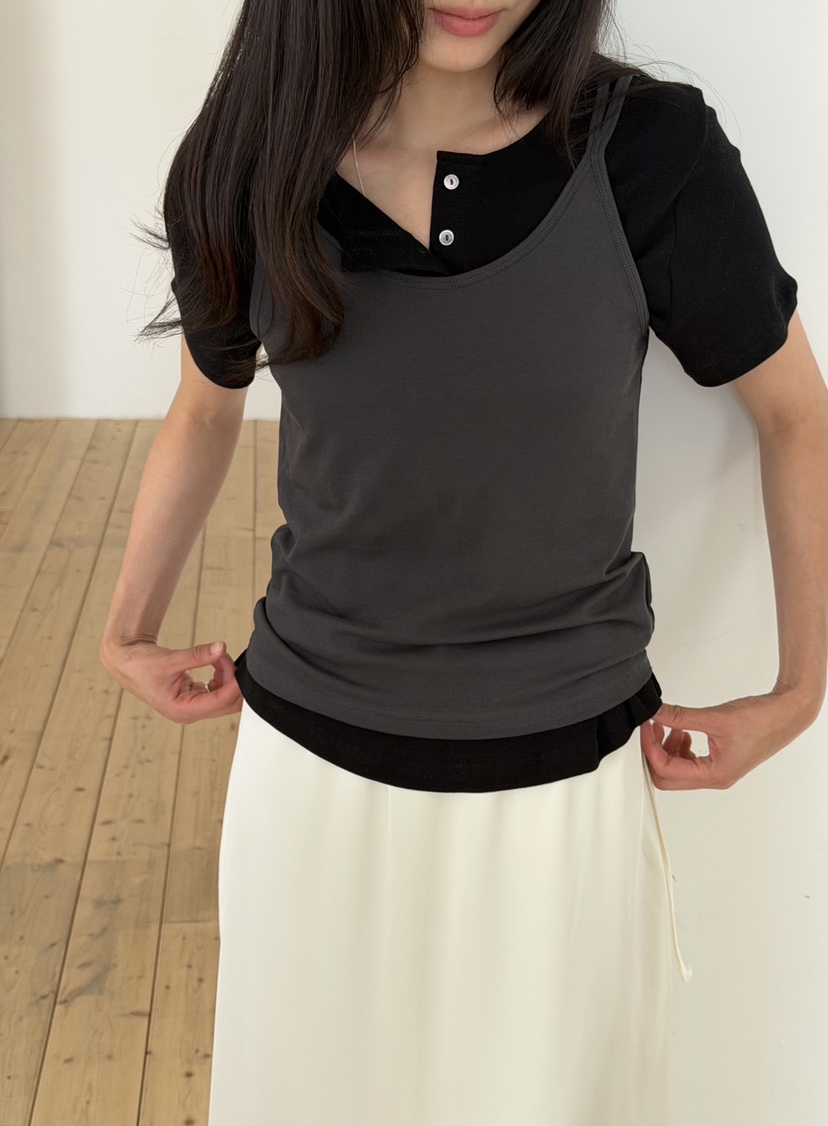 AMY GRACE-A韓國東大門代購女士新品休閑吊帶背心不含內搭SAMY GRACE吊帶/背心圖色2