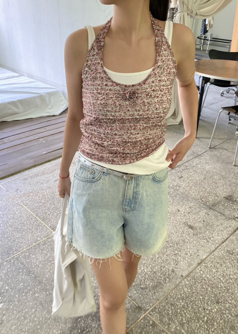 OUPPT韓國直郵實拍女裝新品推薦吊帶背心不含內搭花朵無袖OUPPT吊帶/背心