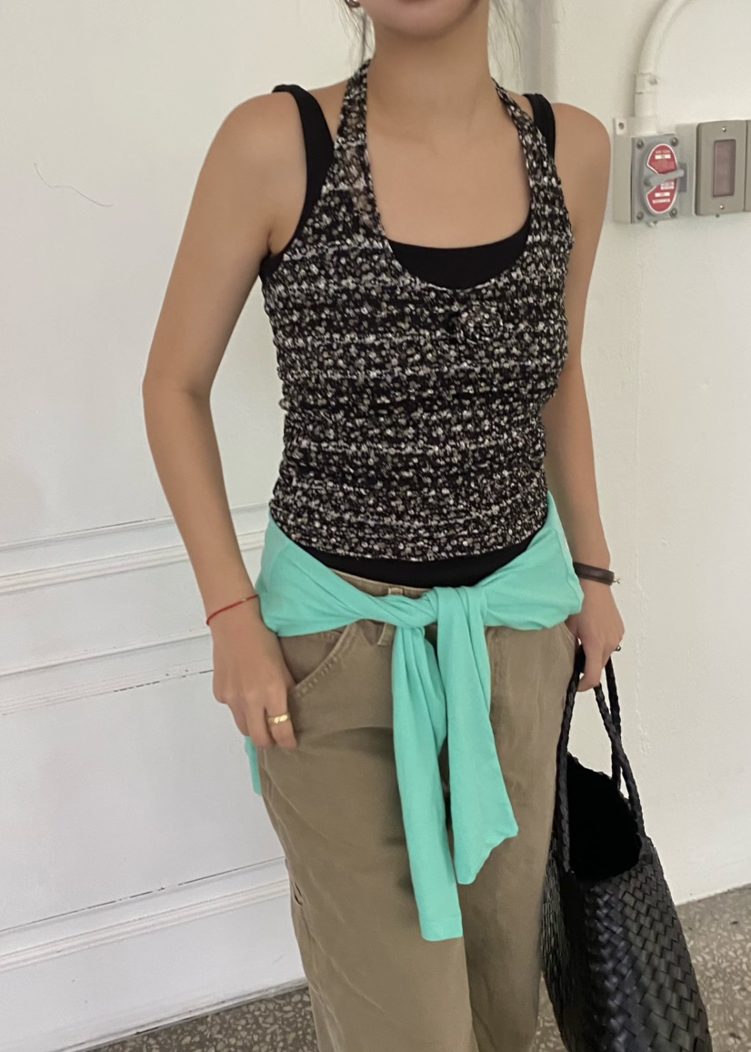 OUPPT韓國直郵實拍女裝新品推薦吊帶背心不含內搭花朵無袖OUPPT吊帶/背心