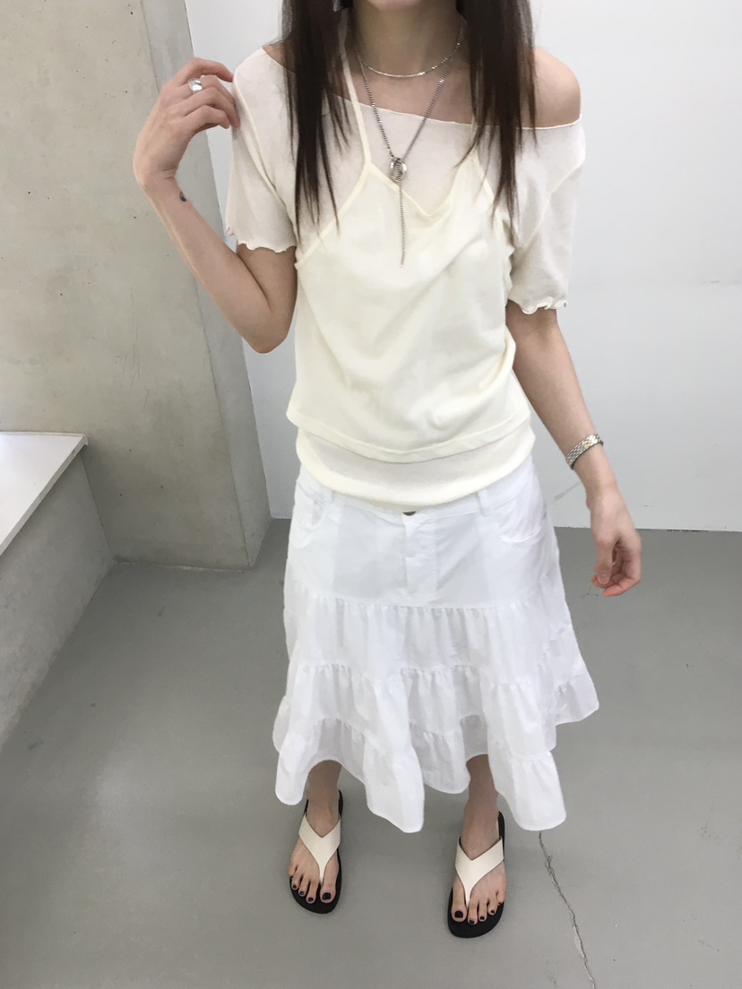 MINIMUZE東大門實拍韓國女士新款26春夏T恤假兩件透明褶皺MINIMUZET恤
