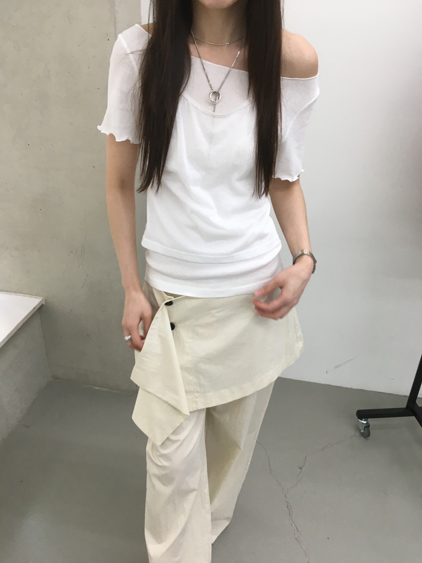 MINIMUZE東大門實拍韓國女士新款26春夏T恤假兩件透明褶皺MINIMUZET恤