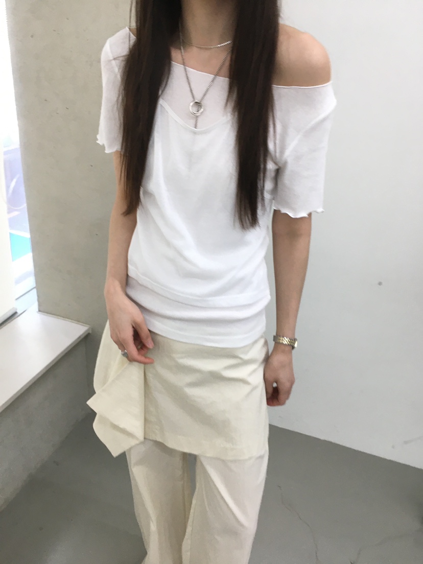 MINIMUZE東大門實拍韓國女士新款26春夏T恤假兩件透明褶皺MINIMUZET恤