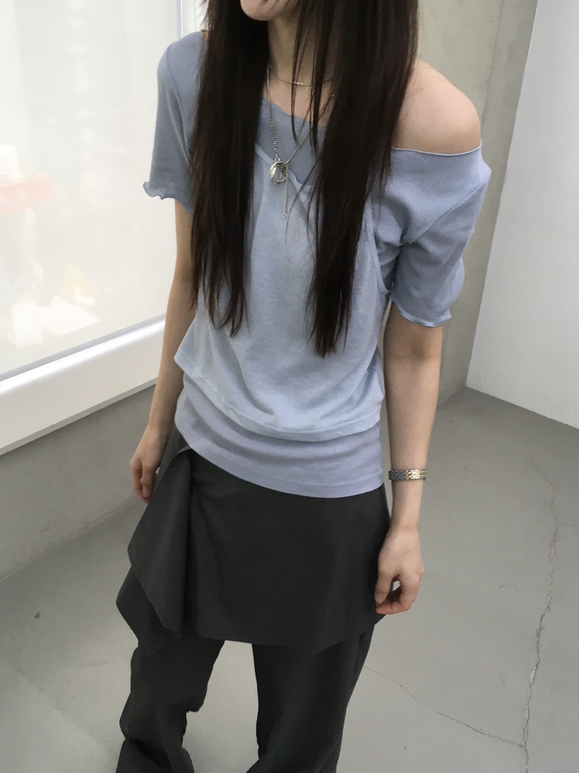 MINIMUZE東大門實拍韓國女士新款26春夏T恤假兩件透明褶皺MINIMUZET恤