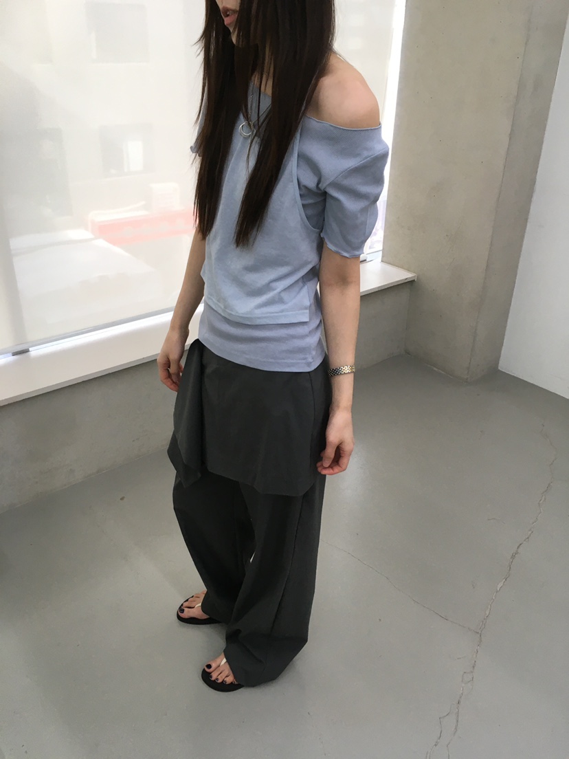 MINIMUZE東大門實拍韓國女士新款26春夏T恤假兩件透明褶皺MINIMUZET恤