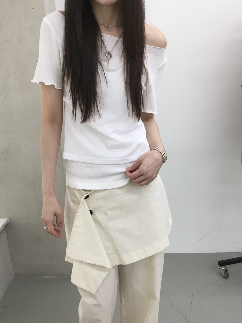 MINIMUZE東大門實拍韓國女士新款26春夏T恤假兩件透明褶皺MINIMUZET恤