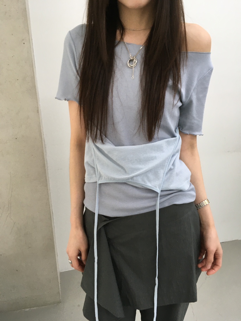 MINIMUZE東大門實拍韓國女士新款26春夏T恤假兩件透明褶皺MINIMUZET恤