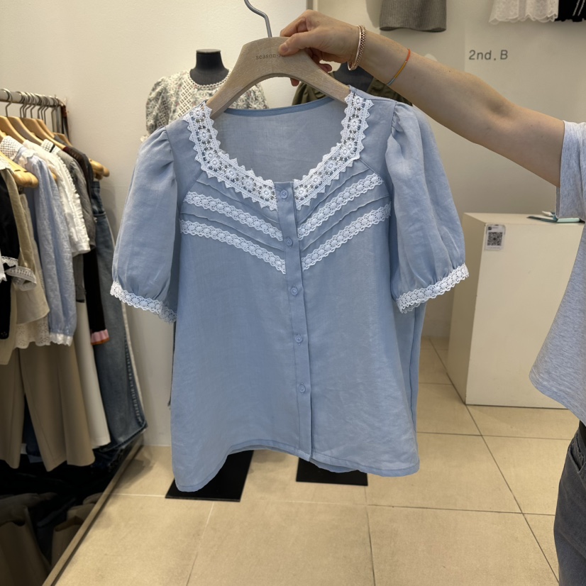 2nd B-S韓國東大門代購女士新品26春夏人氣休閑襯衫蕾絲衫2nd B-S襯衫/蕾絲衫圖色2