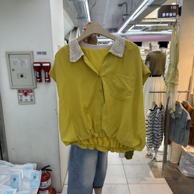 FLYFLY/LULULALLA/LIVE韓國直郵女士新款休閑襯衫蕾絲衫拉鏈FLYFLY/LULULALLA/LIVE襯衫/蕾絲衫圖色2