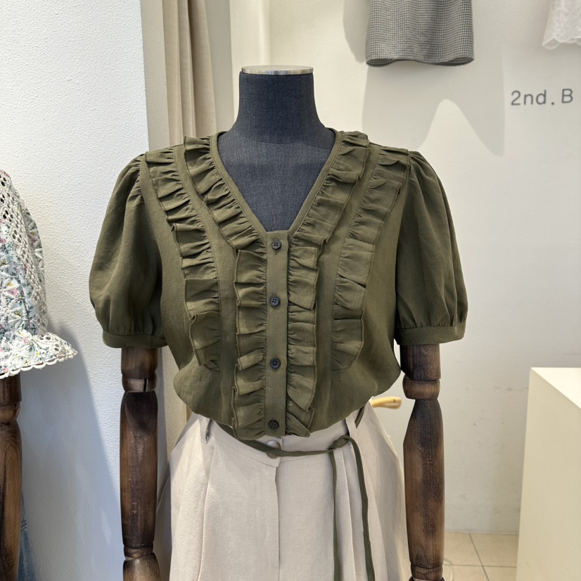 2nd B-S韓國代購女裝新品職業時尚推薦熱賣襯衫蕾絲衫亞麻2nd B-S襯衫/蕾絲衫圖色1