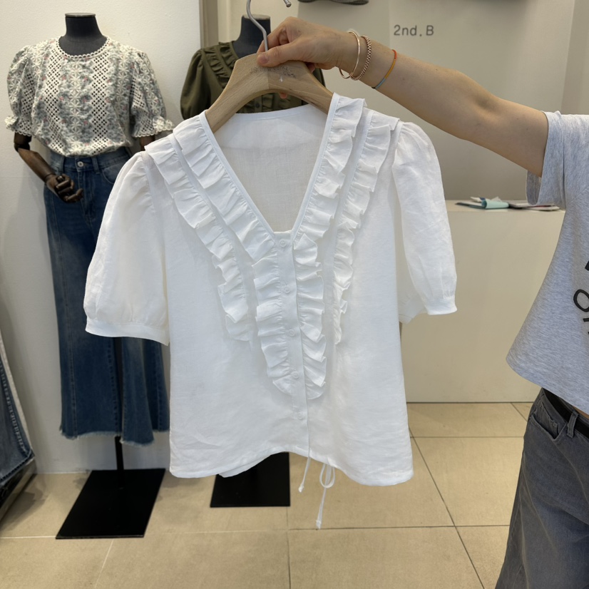 2nd B-S韓國代購女裝新品職業時尚推薦熱賣襯衫蕾絲衫亞麻2nd B-S襯衫/蕾絲衫圖色2