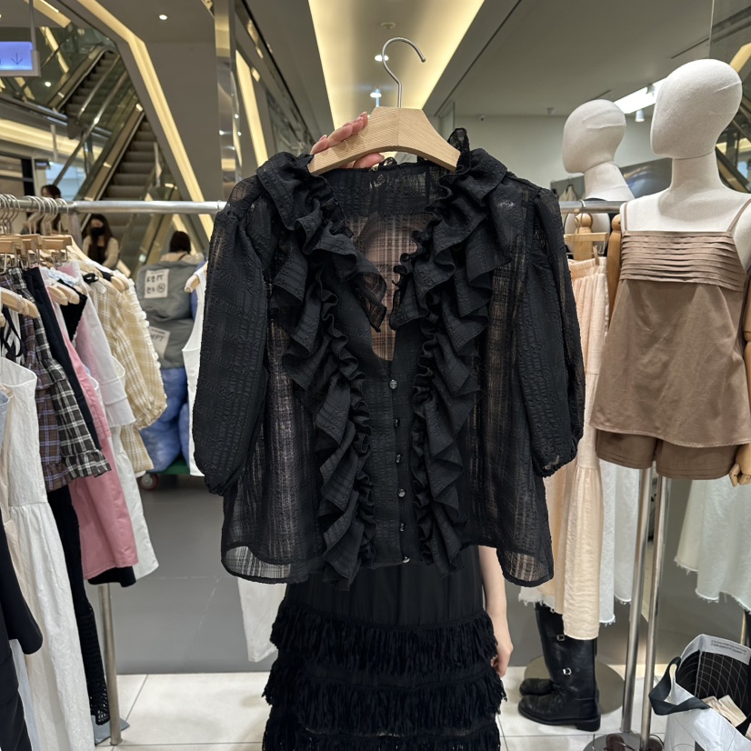 XPARTY韓國直郵實拍女裝新品人氣熱賣職業襯衫蕾絲衫透視LXPARTY襯衫/蕾絲衫圖色3