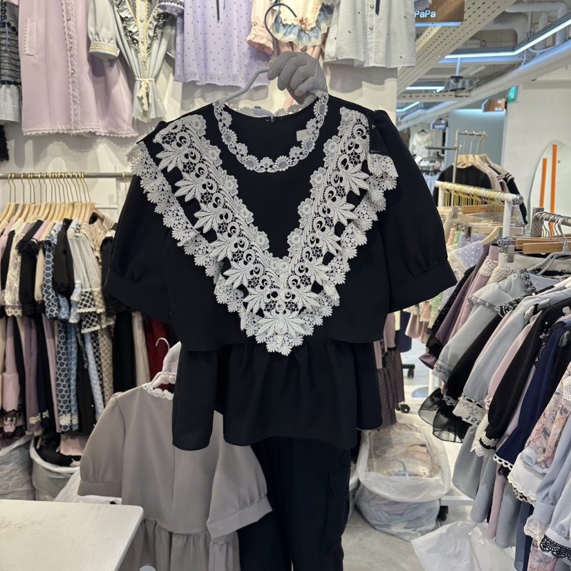 PAPA韓國東大門代購女裝新品26夏季人氣熱賣26春夏襯衫蕾絲衫Papaine/HALMADE襯衫/蕾絲衫圖色3