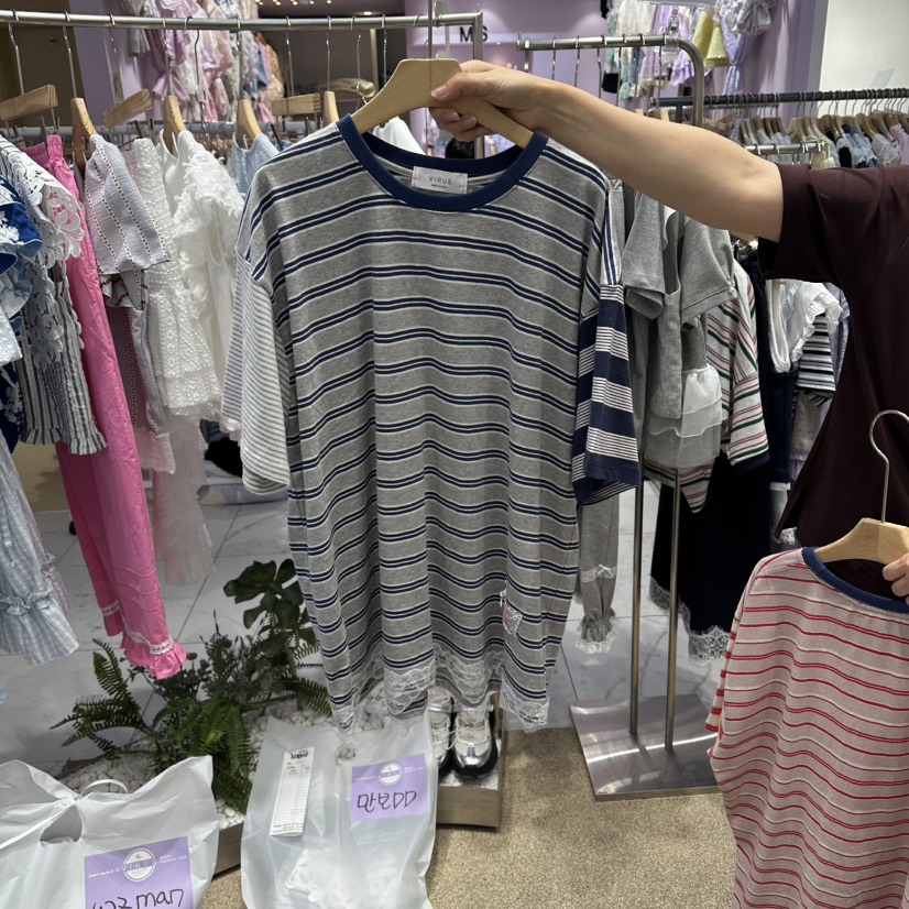 VIRUS韓國代購女裝新品26春夏休閑26夏季人氣職業T恤拼色VIRUST恤圖色1