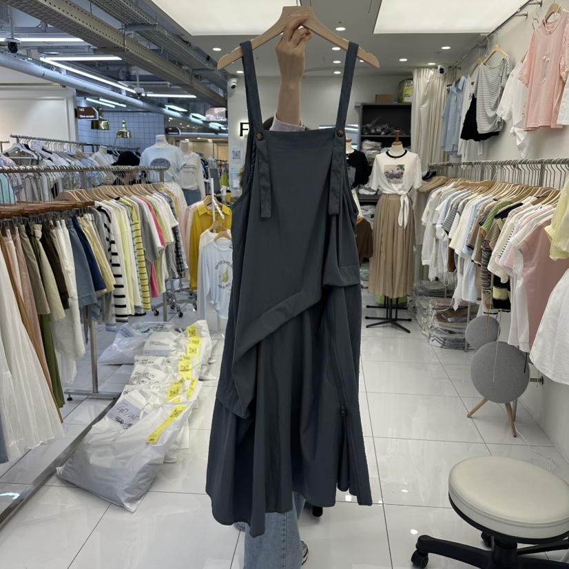 FLYFLY/LULULALLA/LIVE韓國東大門直郵女裝新品休閑連衣裙不含內搭帆布FLYFLY/LULULALLA/LIVE連衣裙圖色1墨色