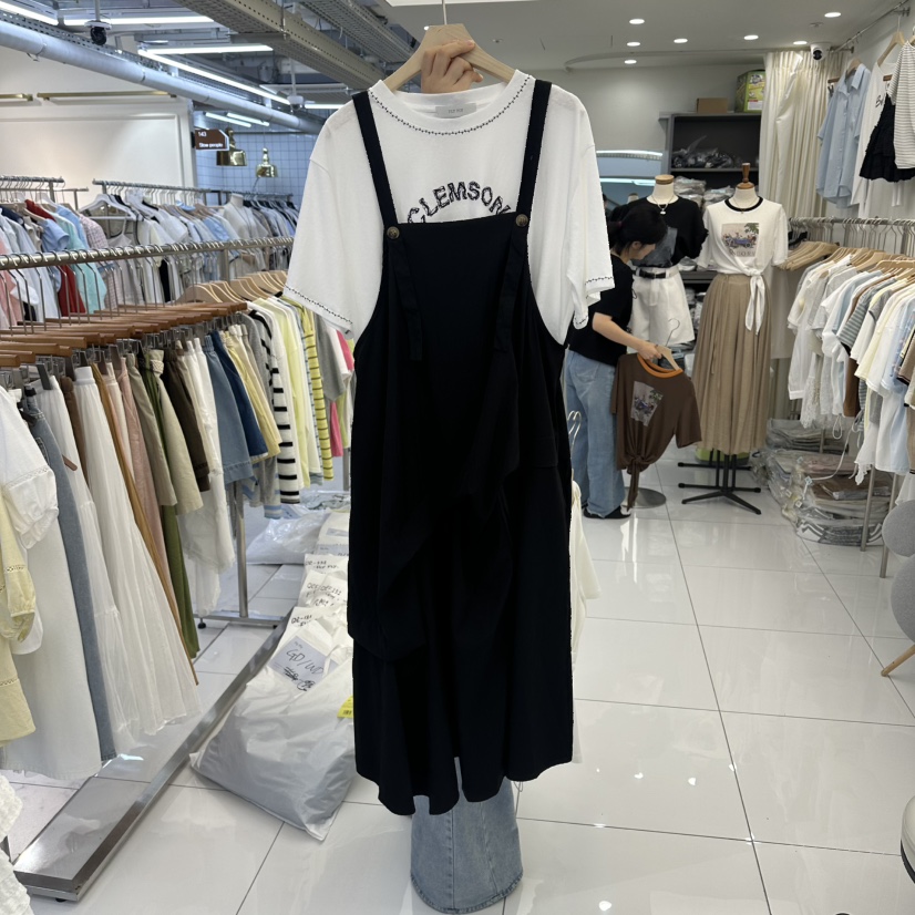 FLYFLY/LULULALLA/LIVE韓國東大門直郵女裝新品休閑連衣裙不含內搭帆布FLYFLY/LULULALLA/LIVE連衣裙圖色2黑色
