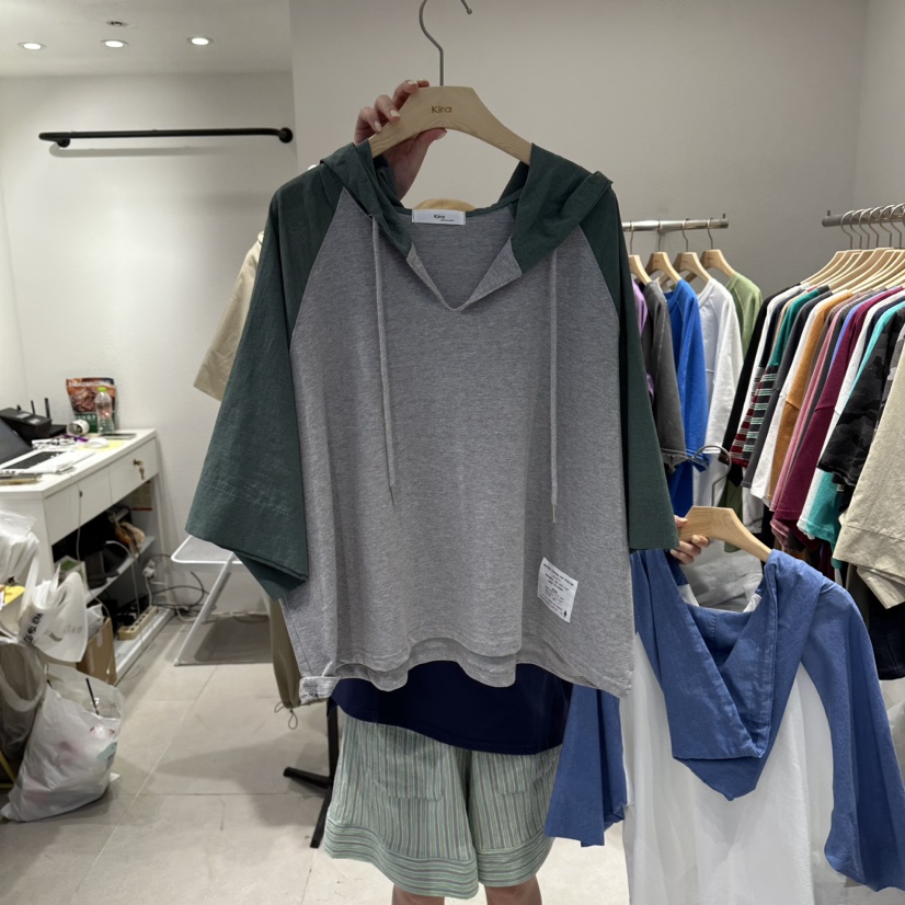 IN KIRA韓國東大門直郵女士新品休閑人氣長袖T恤連帽衫亞麻IN KIRA長袖T恤圖色2