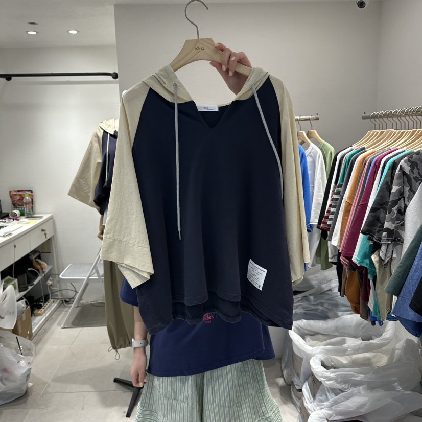 IN KIRA韓國東大門直郵女士新品休閑人氣長袖T恤連帽衫亞麻IN KIRA長袖T恤圖色3