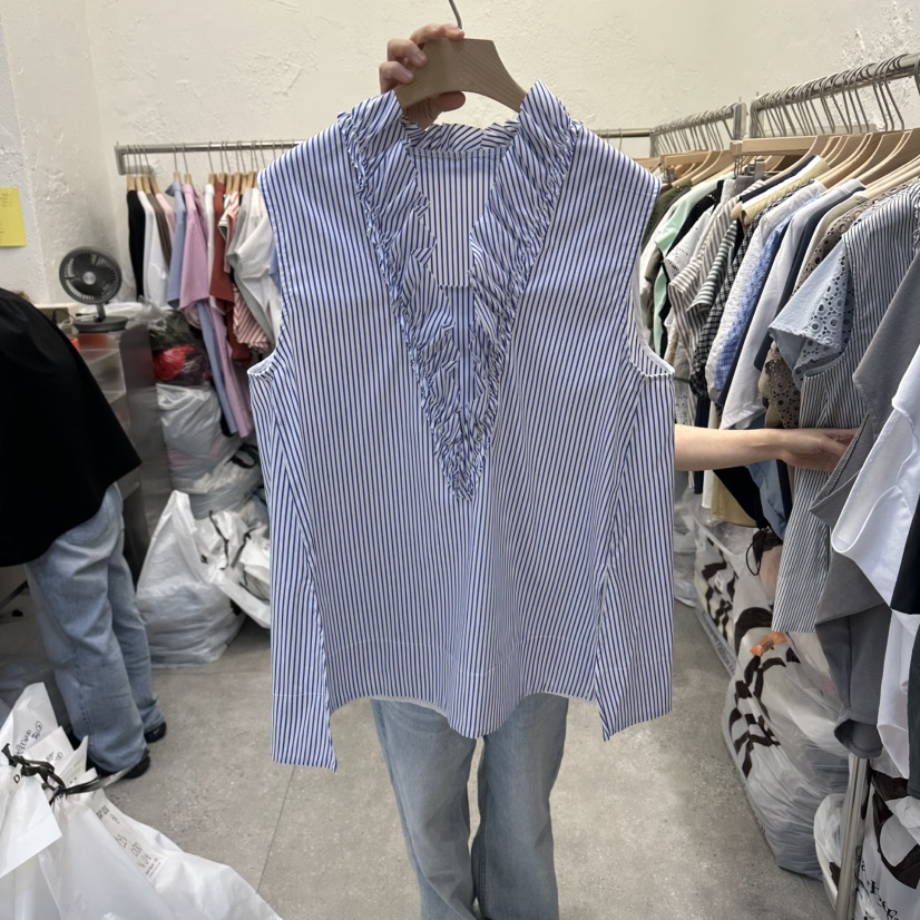 DA YLOG韓國直郵實拍女士新款26夏季襯衫蕾絲衫荷葉邊無袖SDA YLOG襯衫/蕾絲衫圖色1