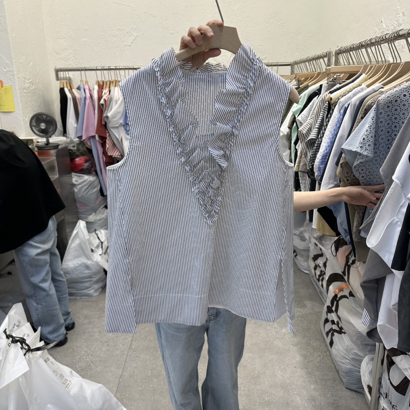 DA YLOG韓國直郵實拍女士新款26夏季襯衫蕾絲衫荷葉邊無袖SDA YLOG襯衫/蕾絲衫圖色2
