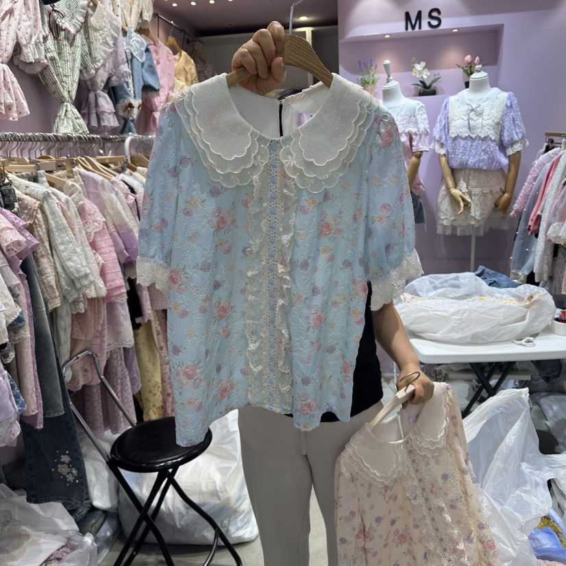 MS韓國直郵實拍女士新品休閑推薦26夏季職業熱賣襯衫蕾絲衫MS襯衫/蕾絲衫圖色2