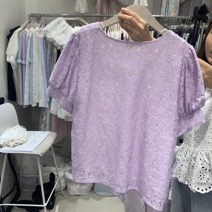 YARD韓國代購女裝新款26夏季26春夏時尚休閑襯衫蕾絲衫絲帶YARD襯衫/蕾絲衫