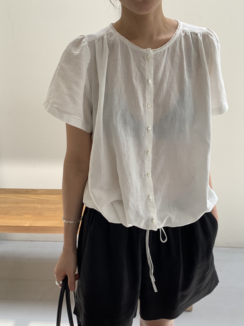 REGULARLY/PLACOR韓國東大門代購女士新品休閑襯衫蕾絲衫蕾絲亞麻REGULARLY/PLACOR襯衫/蕾絲衫