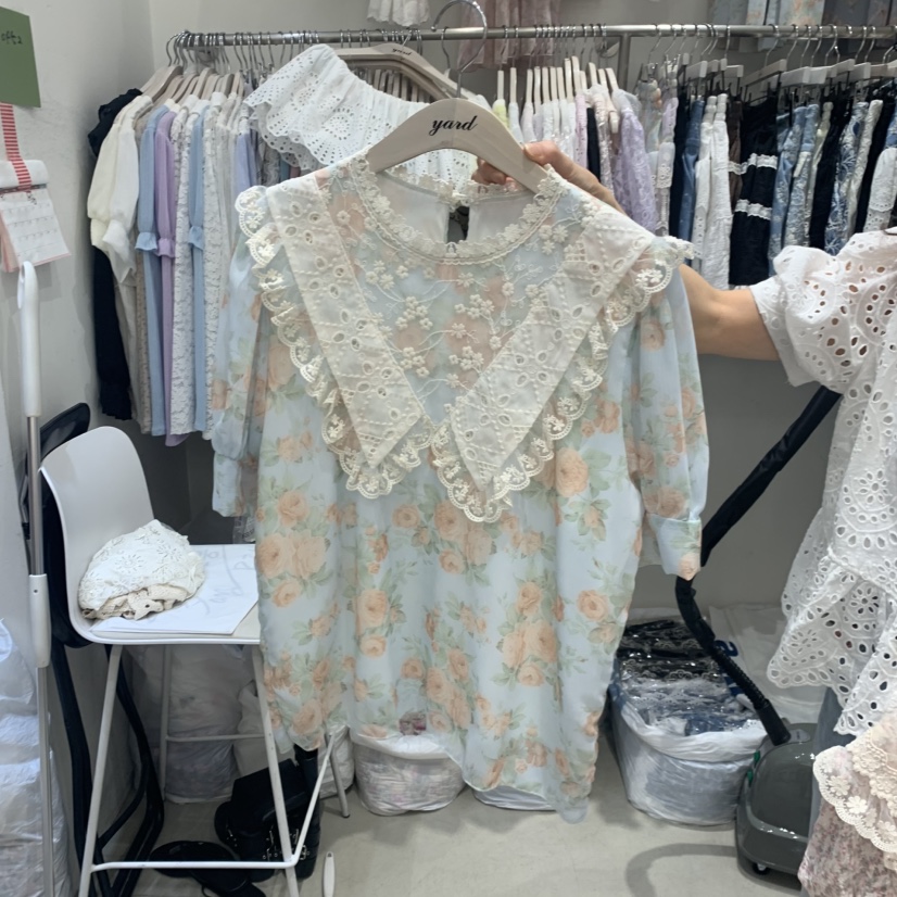 YARD韓國代購女裝新品休閑推薦26春夏職業時尚襯衫蕾絲衫YARD襯衫/蕾絲衫圖色1