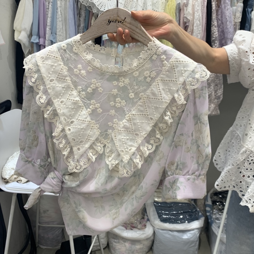 YARD韓國代購女裝新品休閑推薦26春夏職業時尚襯衫蕾絲衫YARD襯衫/蕾絲衫圖色2