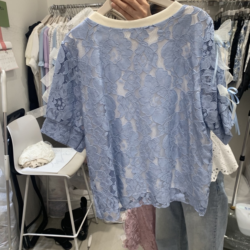 YARD韓國直郵實拍女裝新品26夏季熱賣26春夏襯衫蕾絲衫珍珠YARD襯衫/蕾絲衫