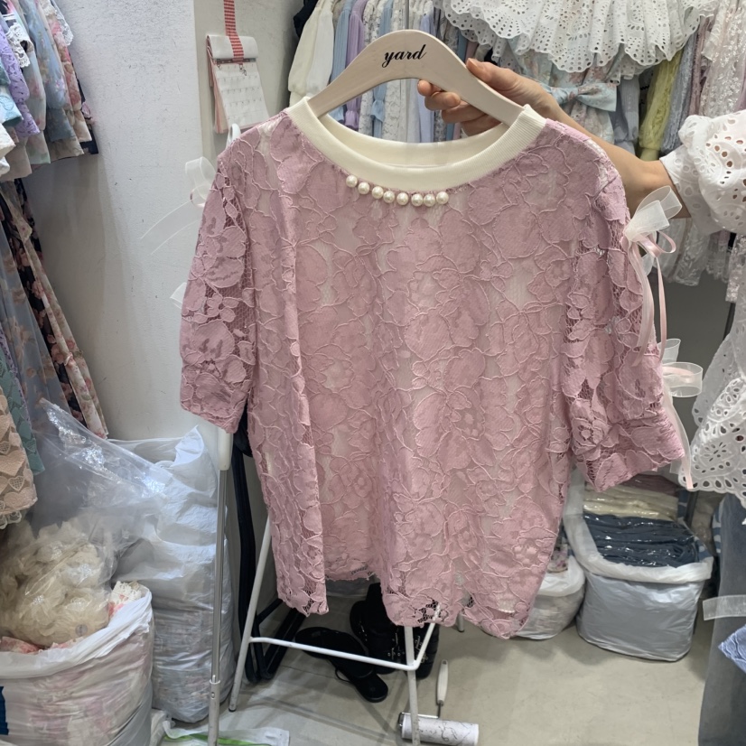 YARD韓國直郵實拍女裝新品26夏季熱賣26春夏襯衫蕾絲衫珍珠YARD襯衫/蕾絲衫圖色1