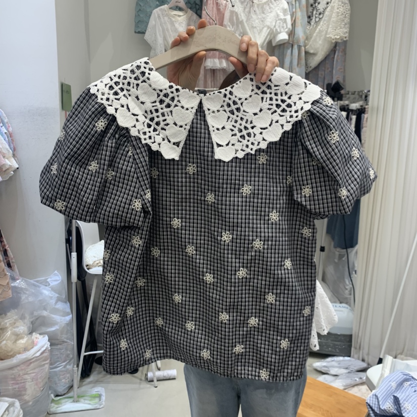 YARD韓國直郵實拍女裝新品職業26春夏時尚襯衫蕾絲衫小碎花YARD襯衫/蕾絲衫
