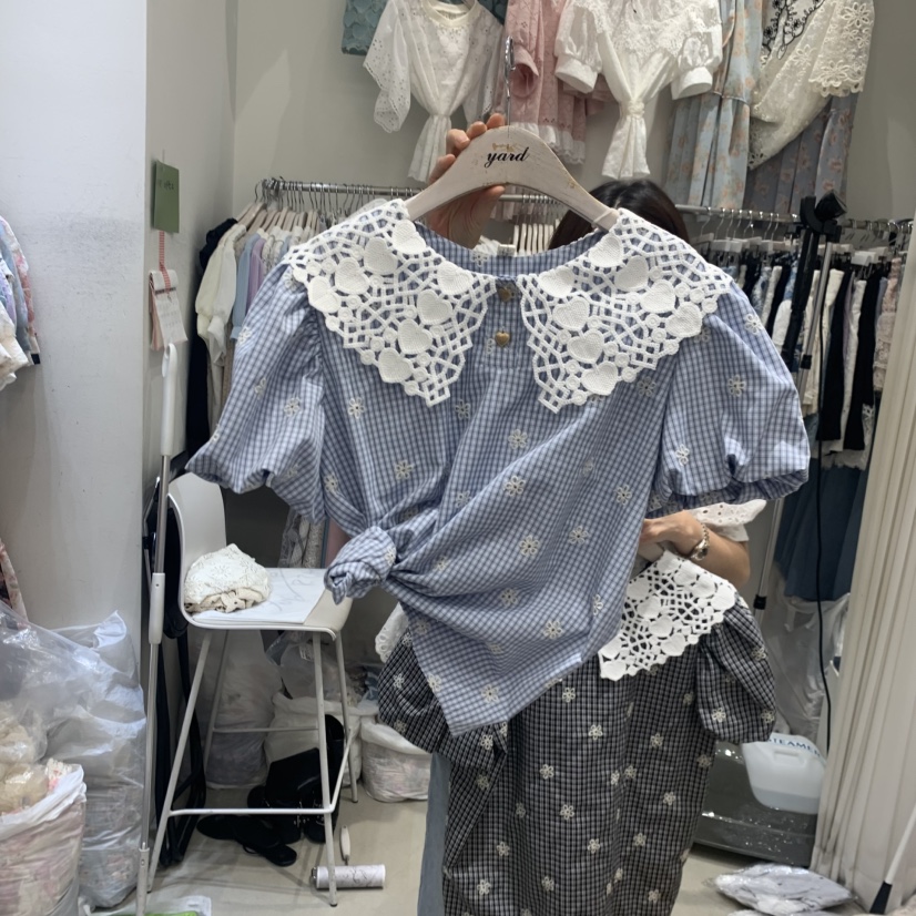 YARD韓國直郵實拍女裝新品職業26春夏時尚襯衫蕾絲衫小碎花YARD襯衫/蕾絲衫圖色1