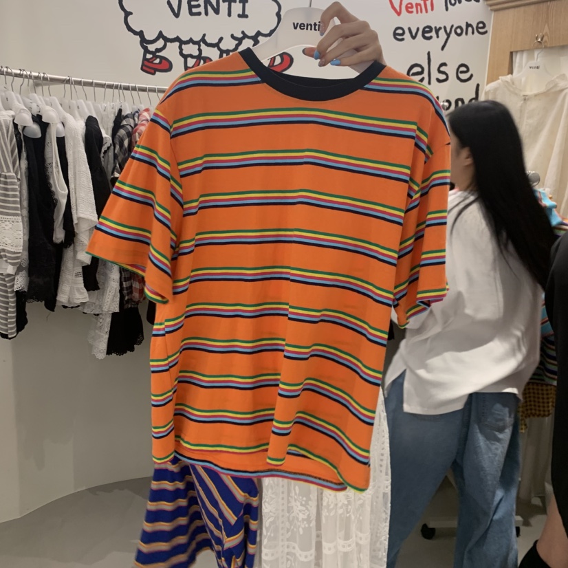 VENTI東大門實拍韓國女裝新品職業時尚人氣26夏季T恤條紋VENTIT恤圖色1