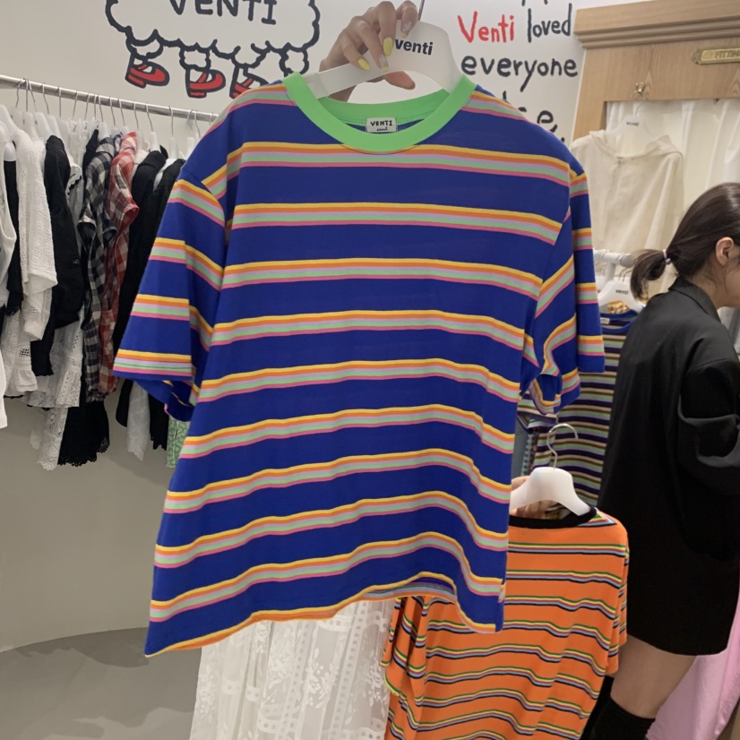 VENTI東大門實拍韓國女裝新品職業時尚人氣26夏季T恤條紋VENTIT恤圖色2