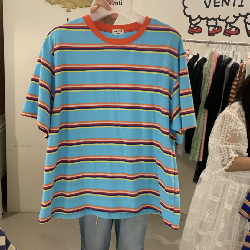VENTI東大門實拍韓國女裝新品職業時尚人氣26夏季T恤條紋VENTIT恤圖色3
