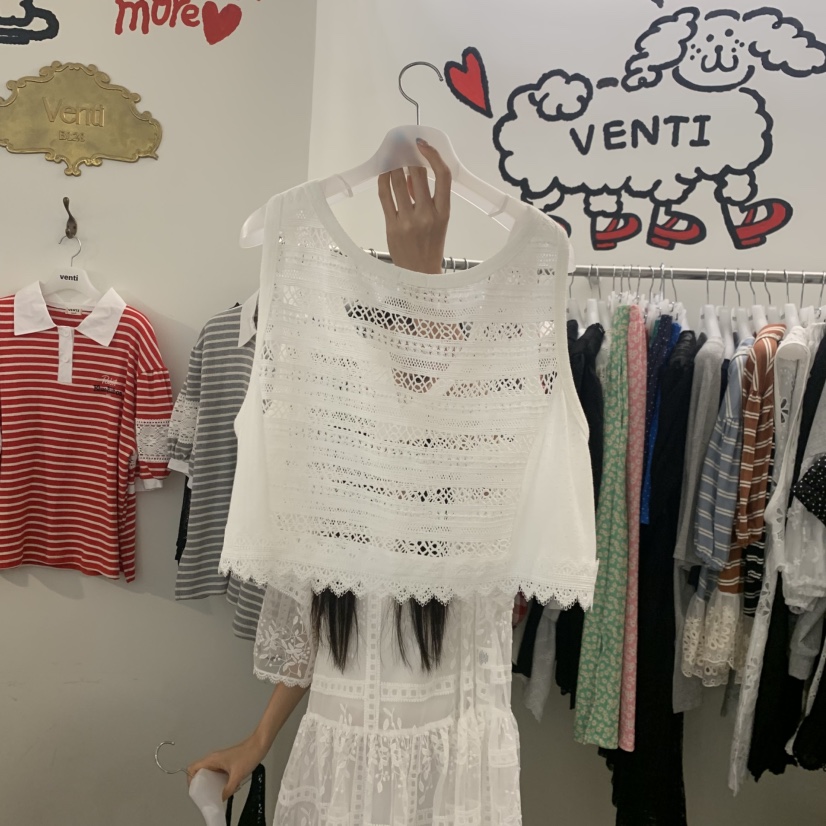 VENTI韓國直郵實拍女士新品休閑職業推薦吊帶背心撞色無袖VENTI吊帶/背心