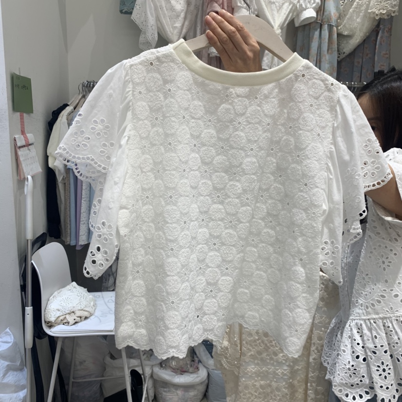 YARD韓國東大門代購女裝新款人氣26夏季26春夏襯衫蕾絲衫刺繡YARD襯衫/蕾絲衫