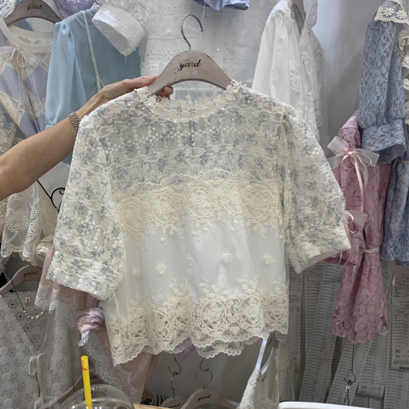 YARD韓國代購女士新款26春夏熱賣26夏季休閑襯衫蕾絲衫蕾絲YARD襯衫/蕾絲衫圖色2