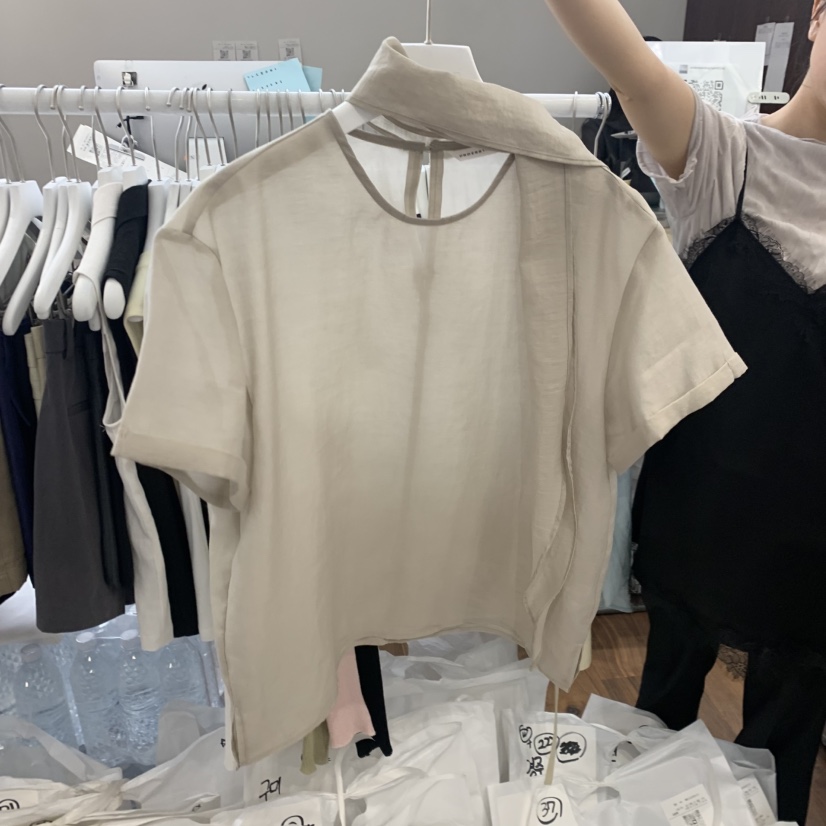 UNDERSTANDING韓國東大門代購女士新品人氣襯衫蕾絲衫含絲巾圍巾UNDERSTANDING襯衫/蕾絲衫圖色2