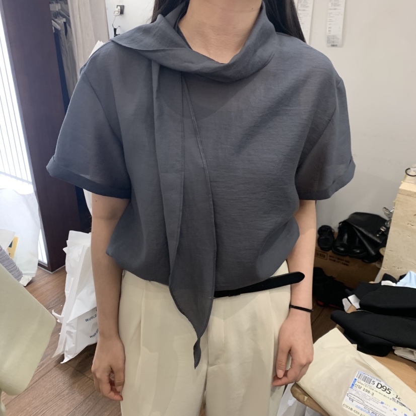 UNDERSTANDING韓國東大門代購女士新品人氣襯衫蕾絲衫含絲巾圍巾UNDERSTANDING襯衫/蕾絲衫圖色3