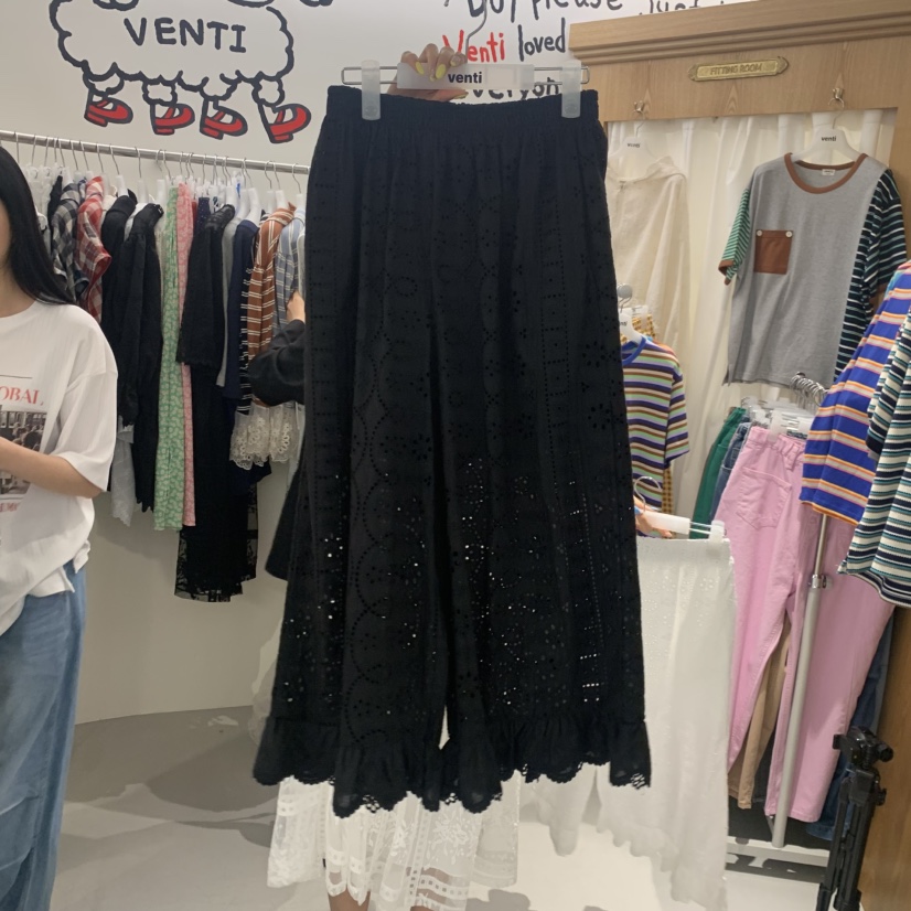 VENTI韓國直郵實拍女裝新品26春夏職業時尚休閑休閑褲蕾絲VENTI休閑褲圖色2