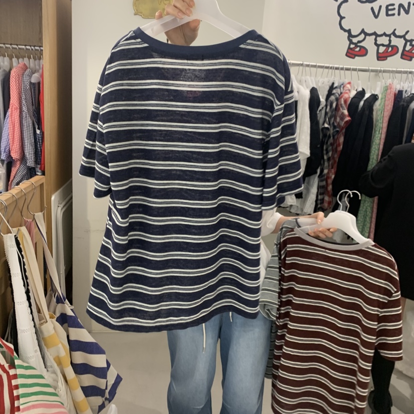 VENTI韓國直郵實拍女裝新品推薦人氣26夏季職業T恤V領亞麻VENTIT恤