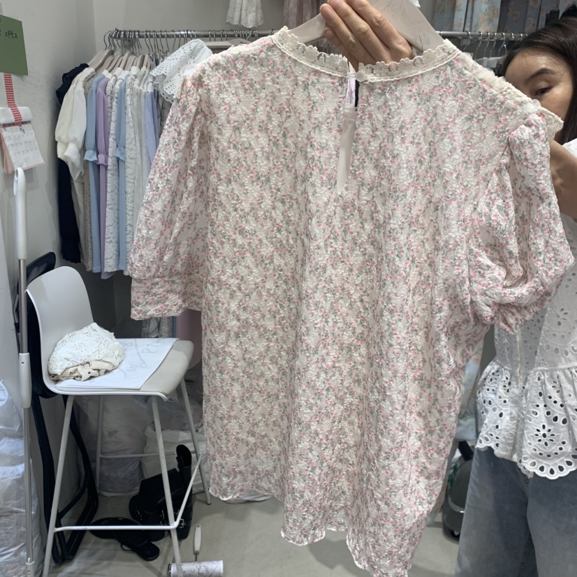 YARD韓國直郵女士新款推薦時尚熱賣休閑襯衫蕾絲衫U領蕾絲YARD襯衫/蕾絲衫