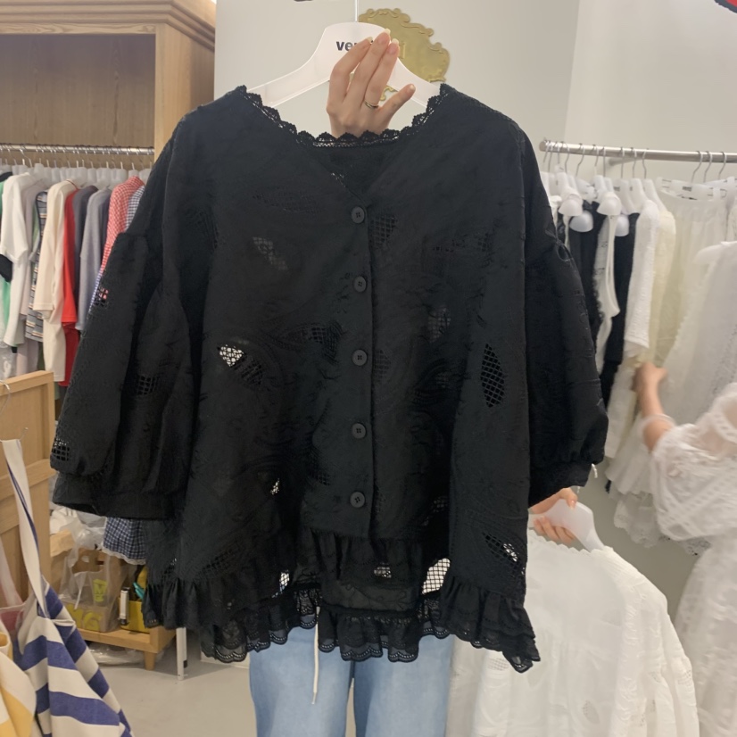 VENTI韓國東大門代購女士新款人氣熱賣26夏季襯衫蕾絲衫蕾絲VENTI襯衫/蕾絲衫圖色2