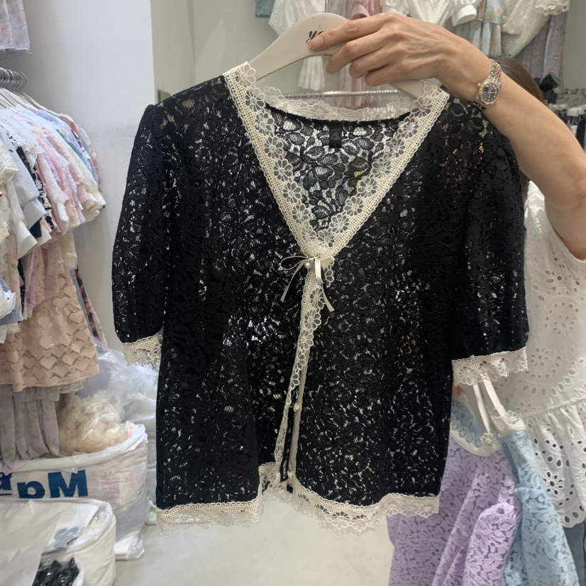 YARD韓國直郵實拍女裝新款26夏季26春夏襯衫蕾絲衫蕾絲絲帶YARD襯衫/蕾絲衫圖色3