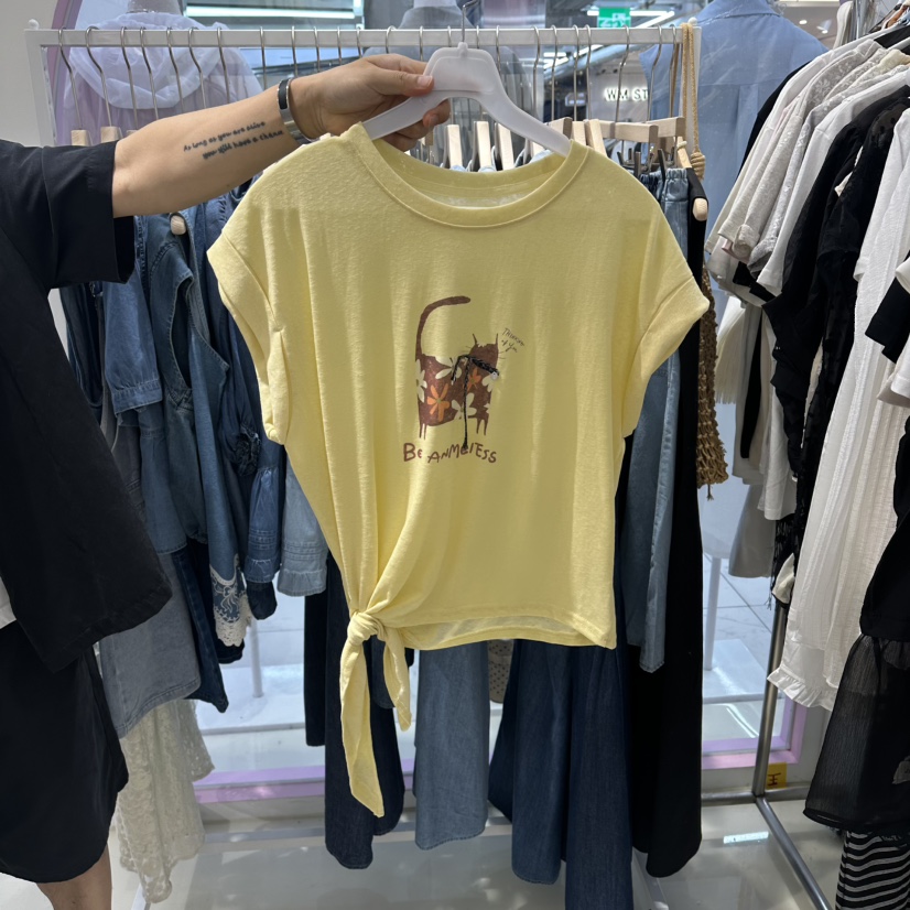JH.STUDIO-Q韓國代購女士新款推薦26春夏職業26夏季T恤絲帶JH.STUDIO-QT恤圖色1