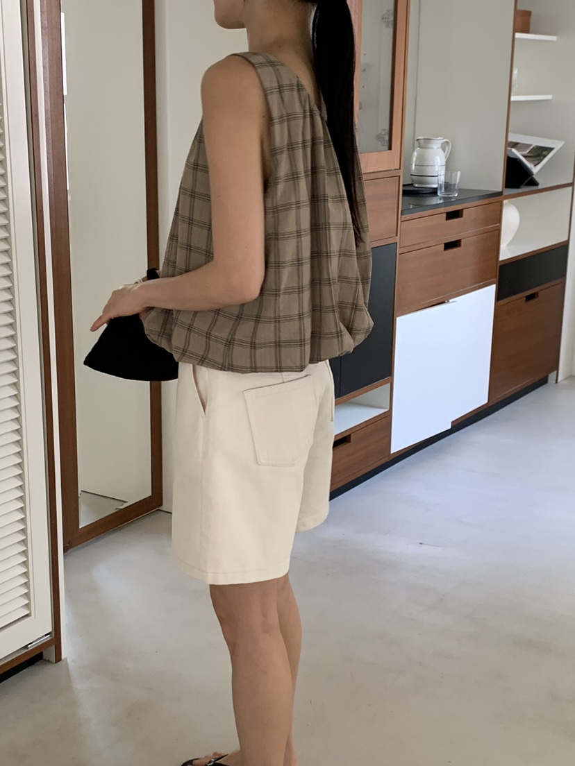 REGULARLY/PLACOR韓國代購女士新款推薦吊帶背心格子無袖REGULARLY/PLACOR吊帶/背心