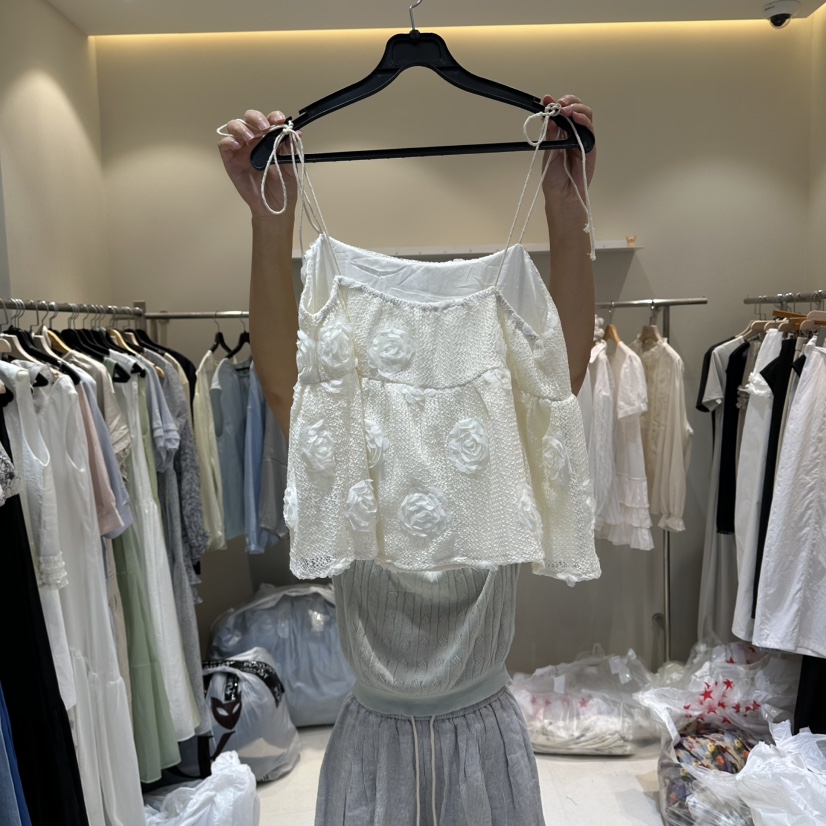 HER/PLAYLIST韓國直郵實拍女士新品職業休閑吊帶背心花朵HER/PLAYLIST吊帶/背心