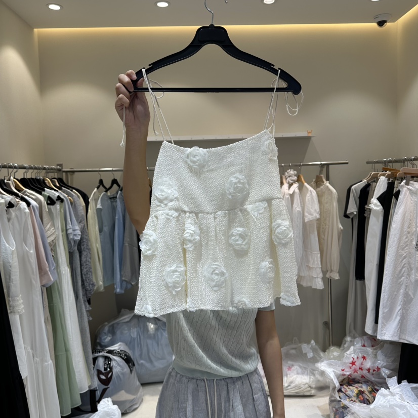 HER/PLAYLIST韓國直郵實拍女士新品職業休閑吊帶背心花朵HER/PLAYLIST吊帶/背心圖色1